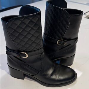 CHANEL Black Quilted Leather Boots